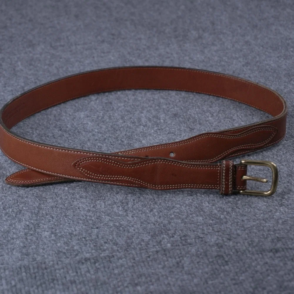 VTG Coach Belt Mens 36 British Tan English Bridle Leather USA Brass 5910